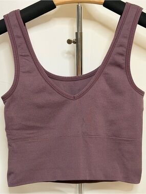 PURPLE ATHLETA AURORA CROP RIB TANK